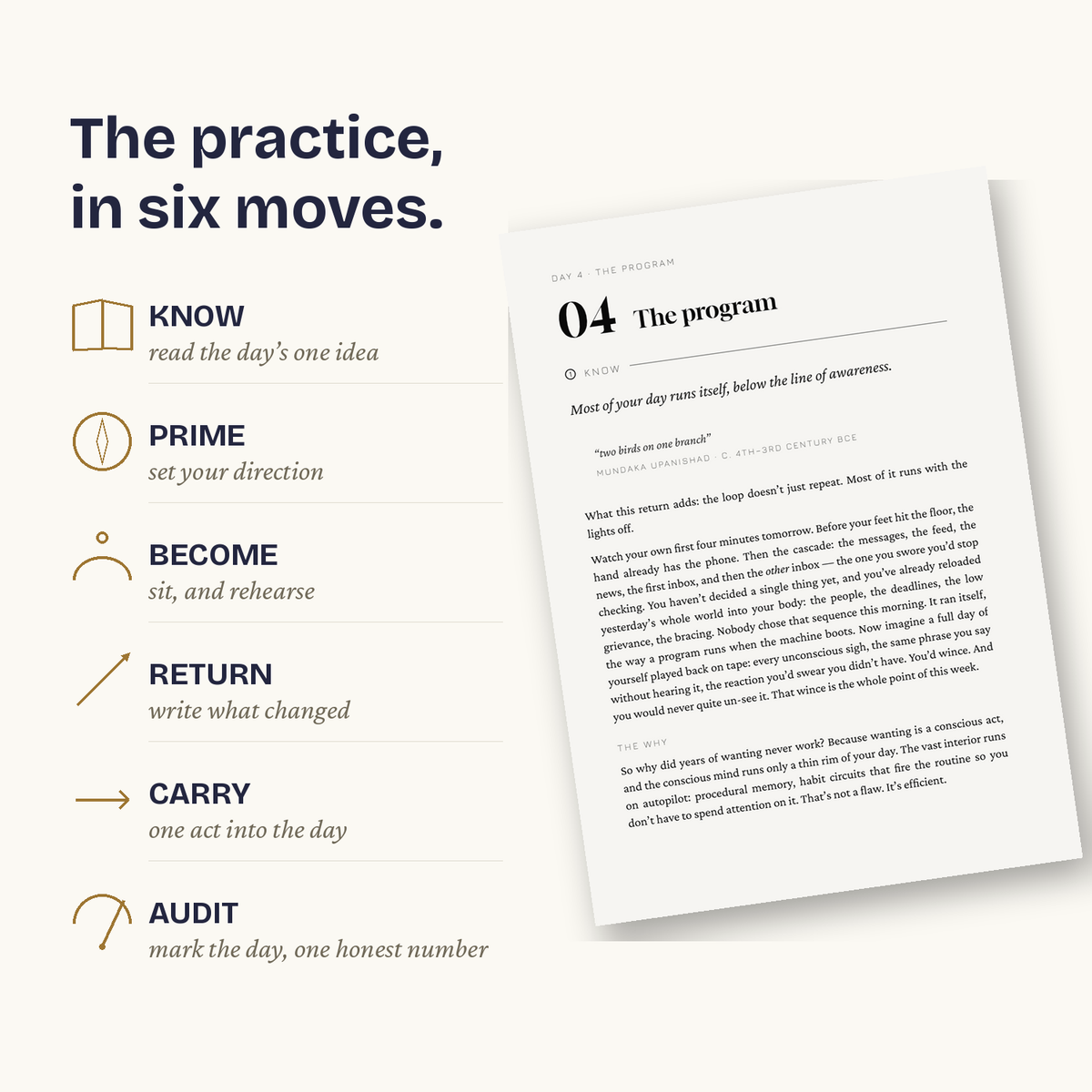 The practice, in six moves